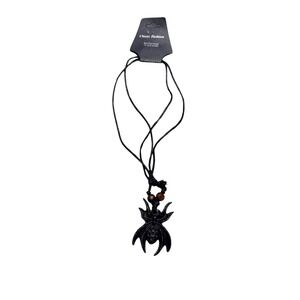 Chuns Fashion Black Spider tiki Pendant Necklace Gothic Punk Wood‎ Bead Cord New